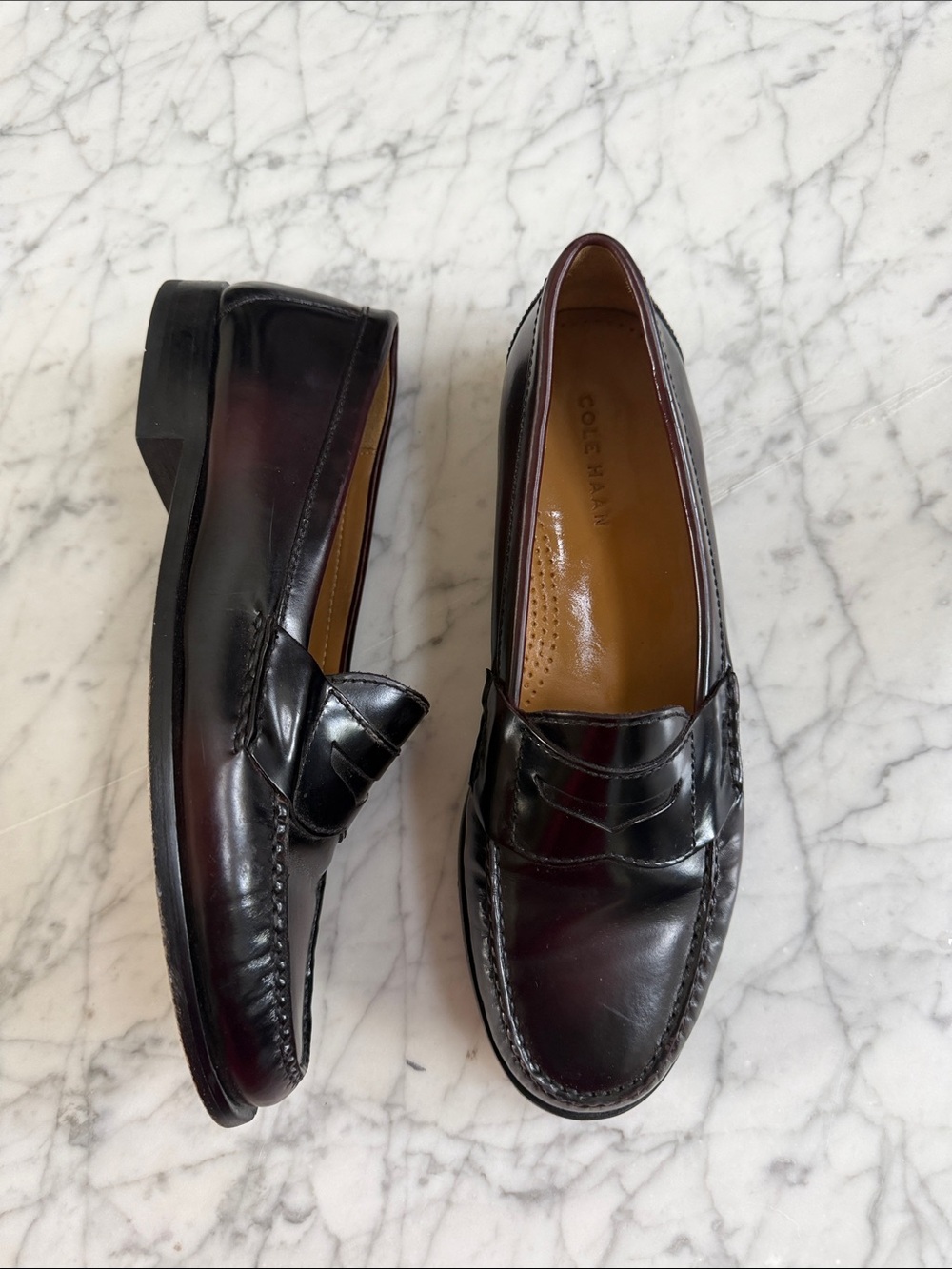 Cole Haan Men's Pinch Penny Flexcraft Loafers Sz 9.5D Burgundy Black